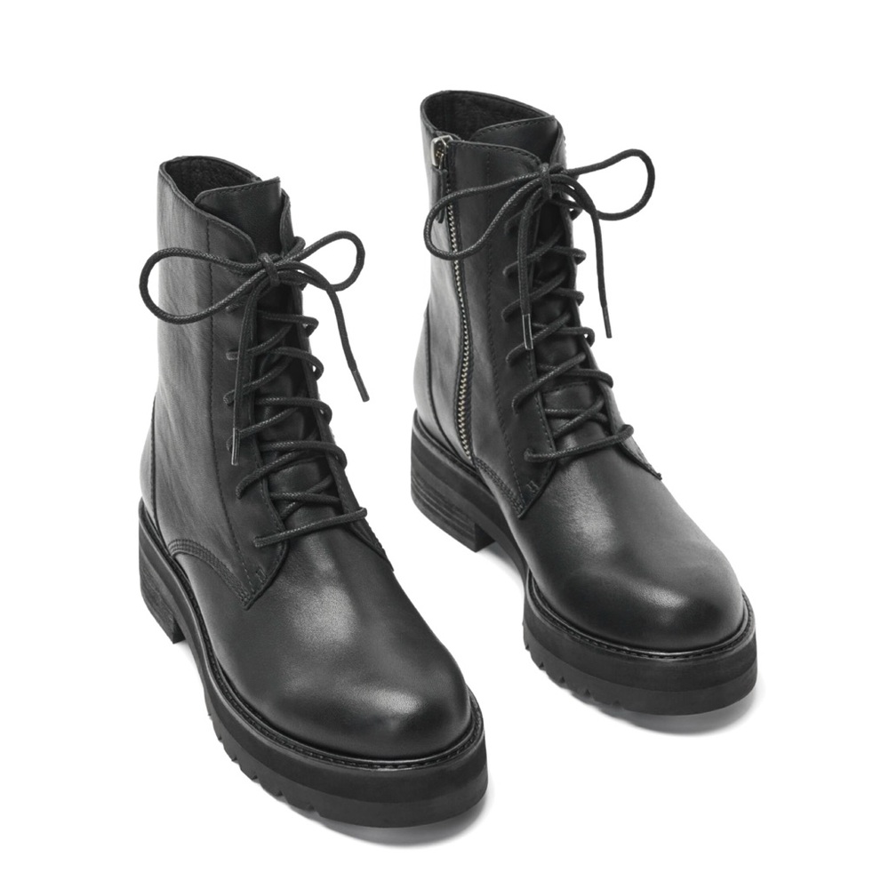 EILEEN FISHER ‘Coin Leather Booties’ in Black